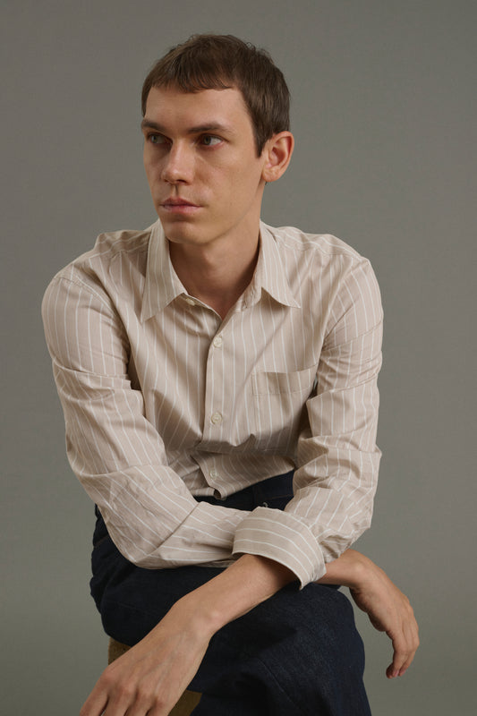 Camisa Glenn - Avellana/Crudo - Algodón - Hombre