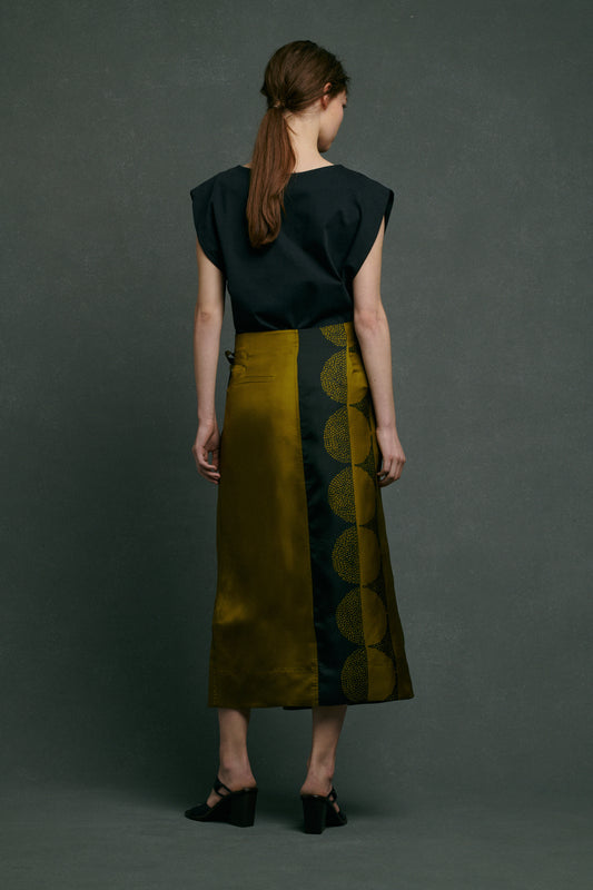 Jupe Tensi - Kaki/Noir - Soie - Femme