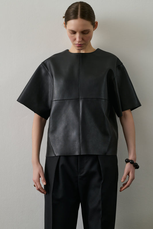 Blouse Frieda - Noir - Cuir - Femme