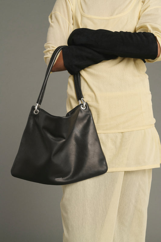 Cabas Gia Mini - Noir Cuir Lisse à Oeillets - Soeur