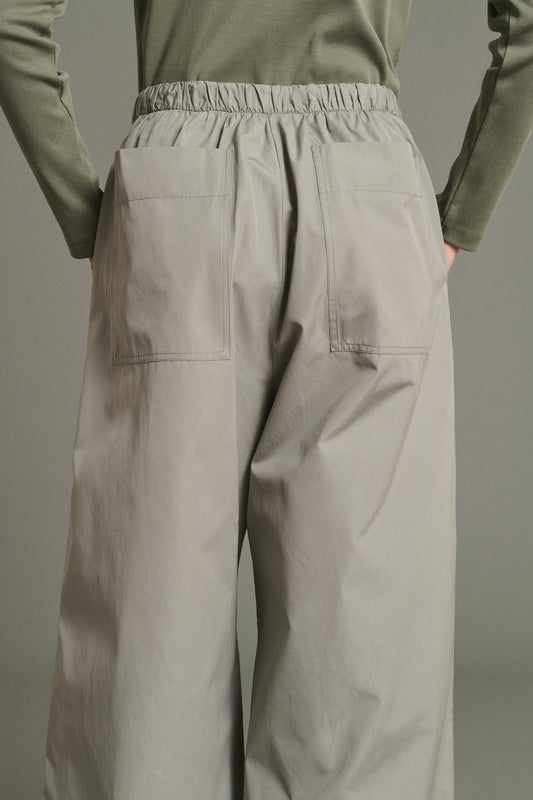 Pantalón Hugues de popelina gris con pernera ancha para mujer - Soeur