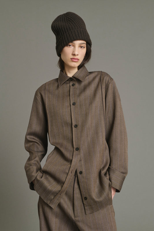 Chemise Lisbonne - Marron/Parme - Laine - Femme