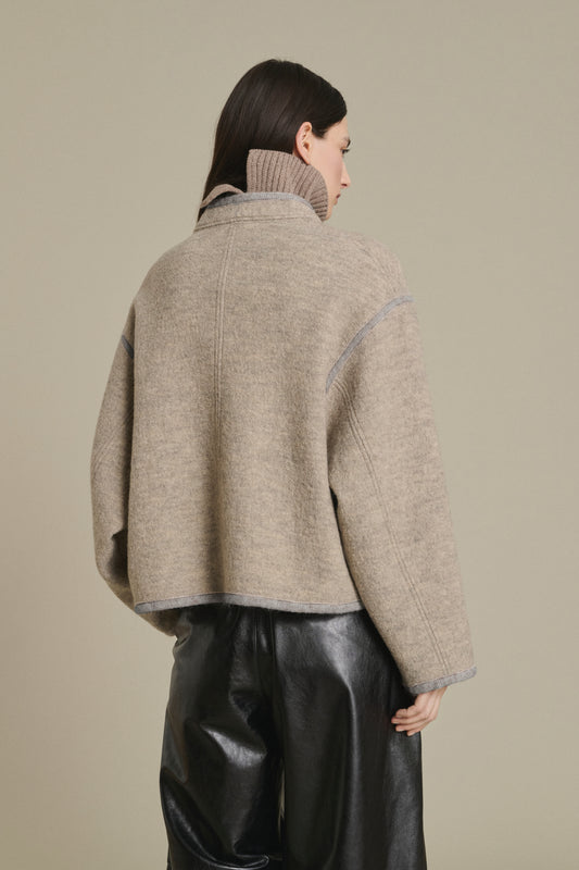 Chaqueta Olympe - Beige/Gris - Lana - Mujer