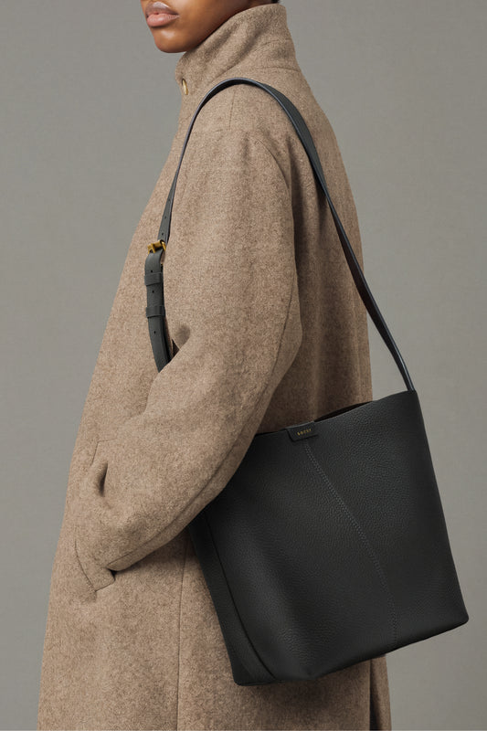 Bolso Saudade Mini - Acero, cuero Grainé, tipo cubo - Soeur