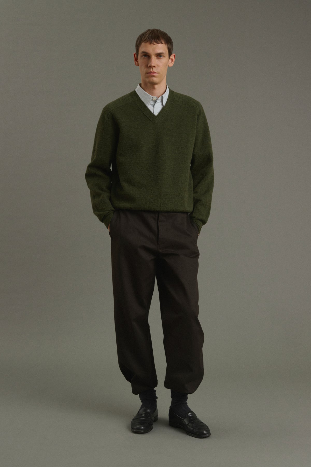 Pull Themo - Vert Foncé - Laine - Homme vue 1