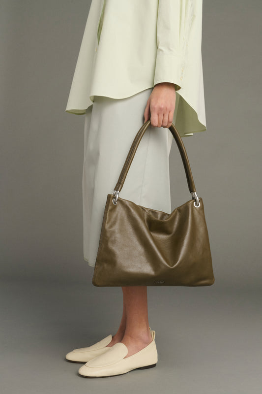 Bolso Cabas Gia Mini - Caqui Piel Lisa Con Cremallera Mujer - Soeur