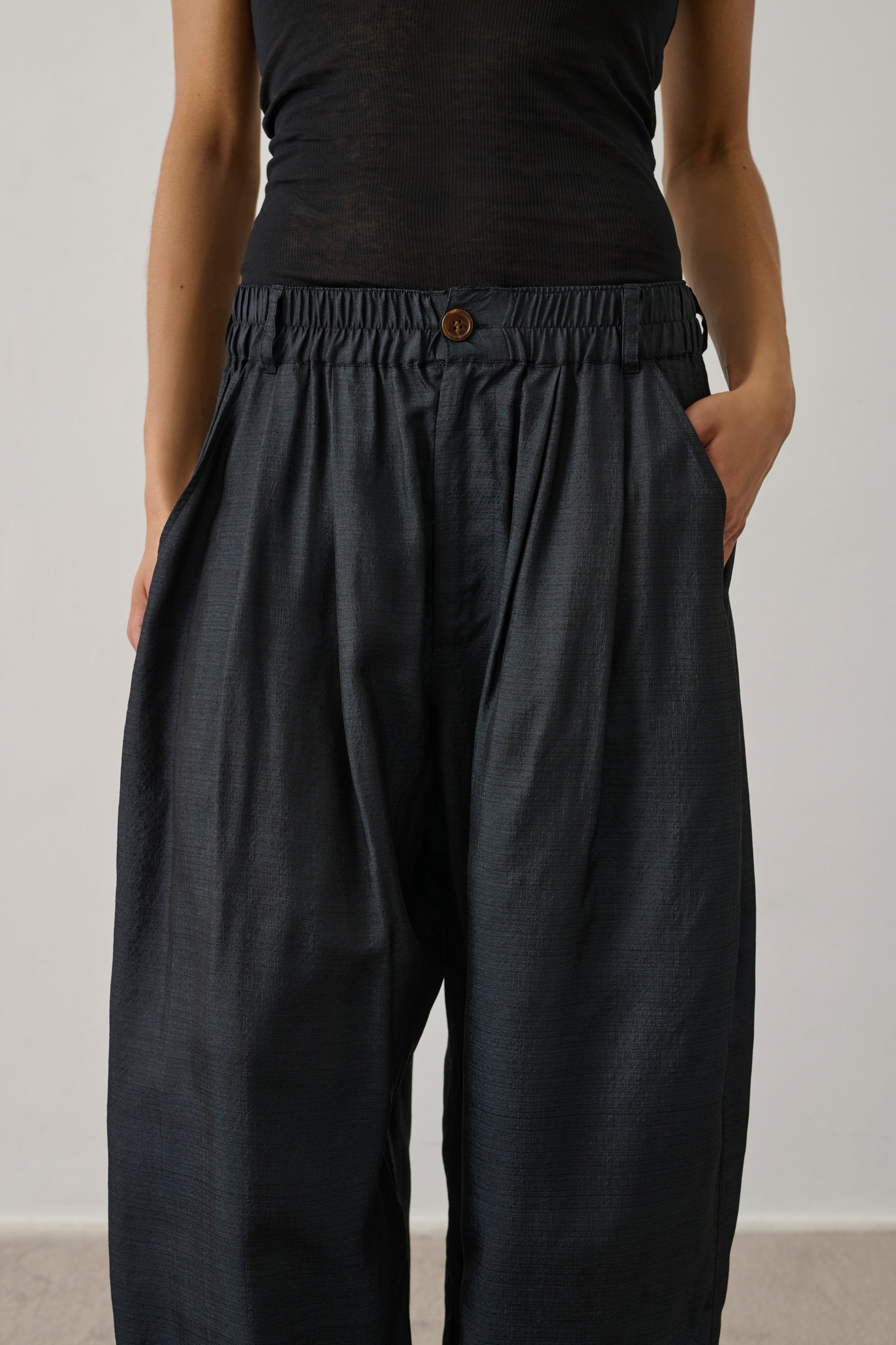 Trousers Vernon - Black Silk Wide Women - Soeur