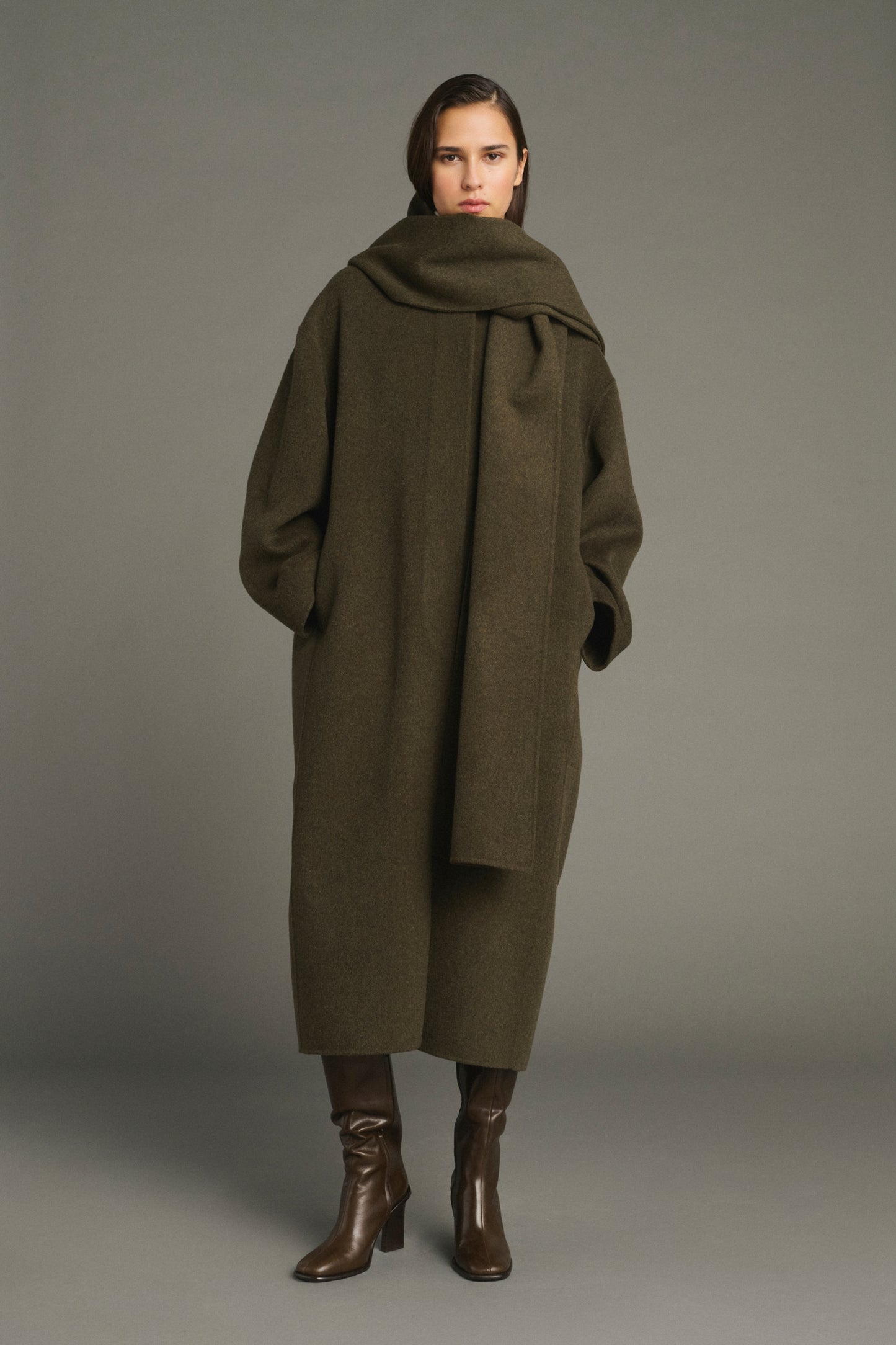 Manteau Finn - Kaki Chiné - Laine - Femme