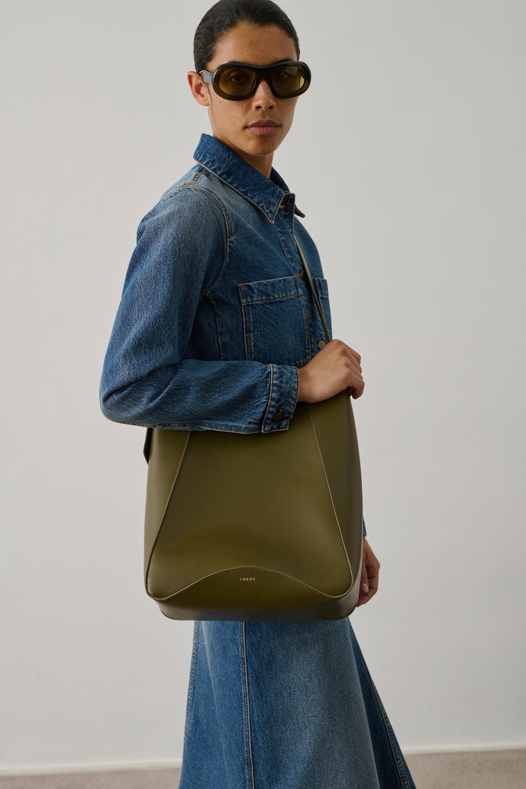 バッグ Uma Bag Uma - Khaki Smooth Leather Hobo Women - Soeur