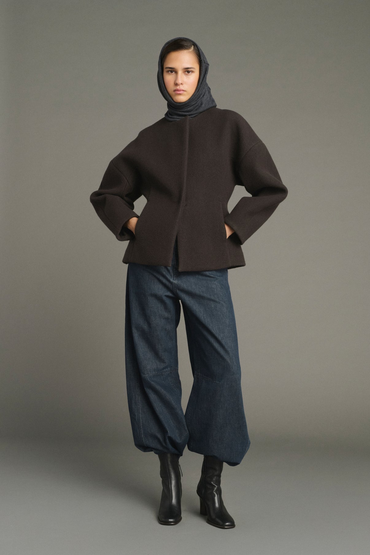 Chaqueta France - Verde Ébano - Algodón - Mujer vue 1