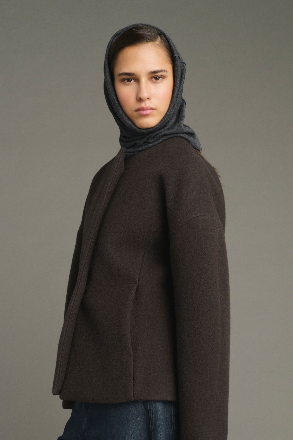 Chaqueta France - Verde Ébano - Algodón - Mujer vue 3