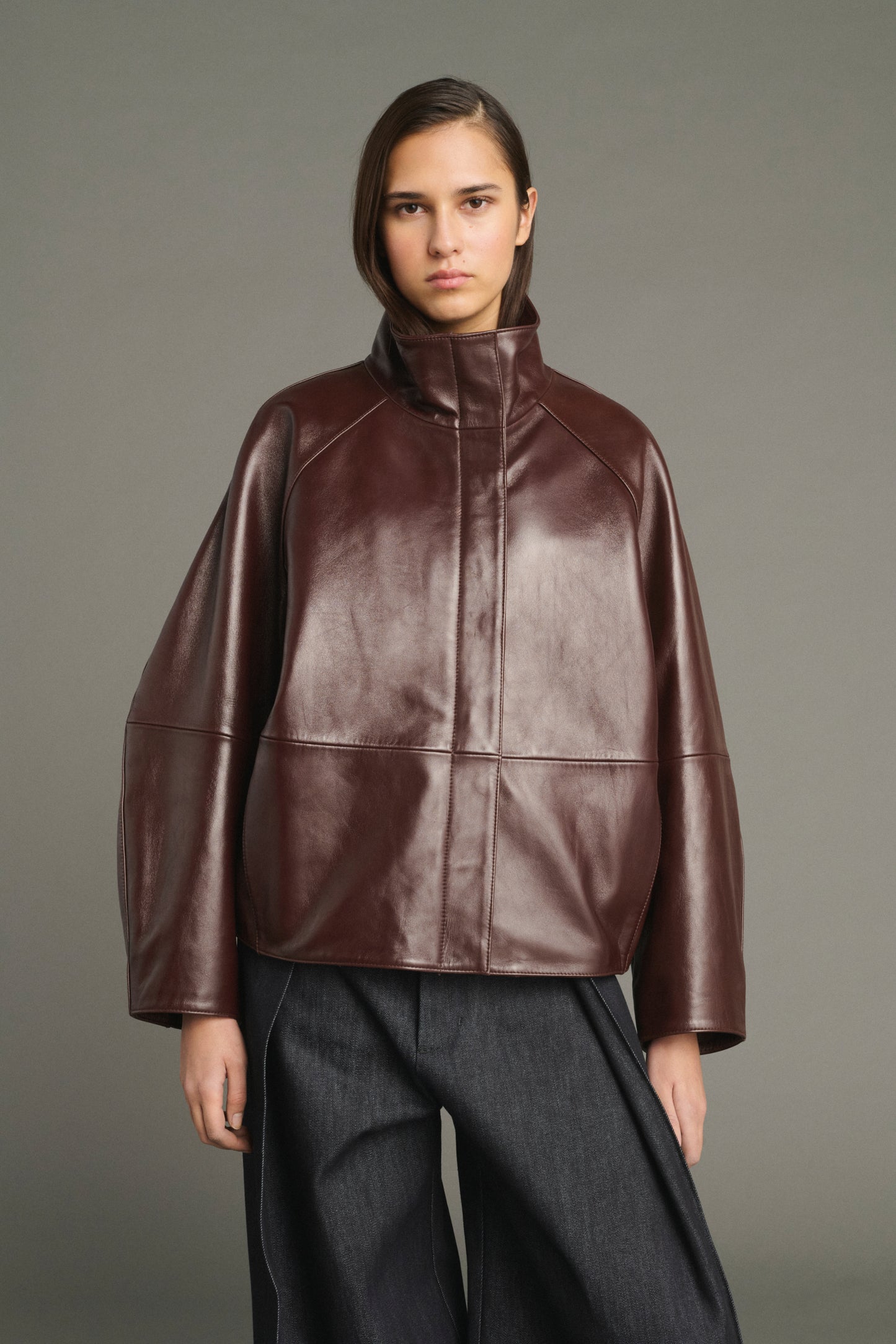 Veste Gamma - Bordeaux - Cuir - Femme