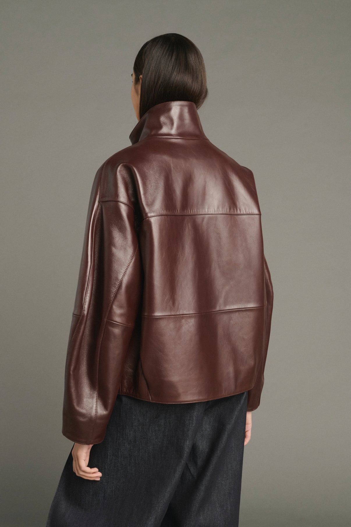 Veste Gamma - Bordeaux - Cuir - Femme vue 4