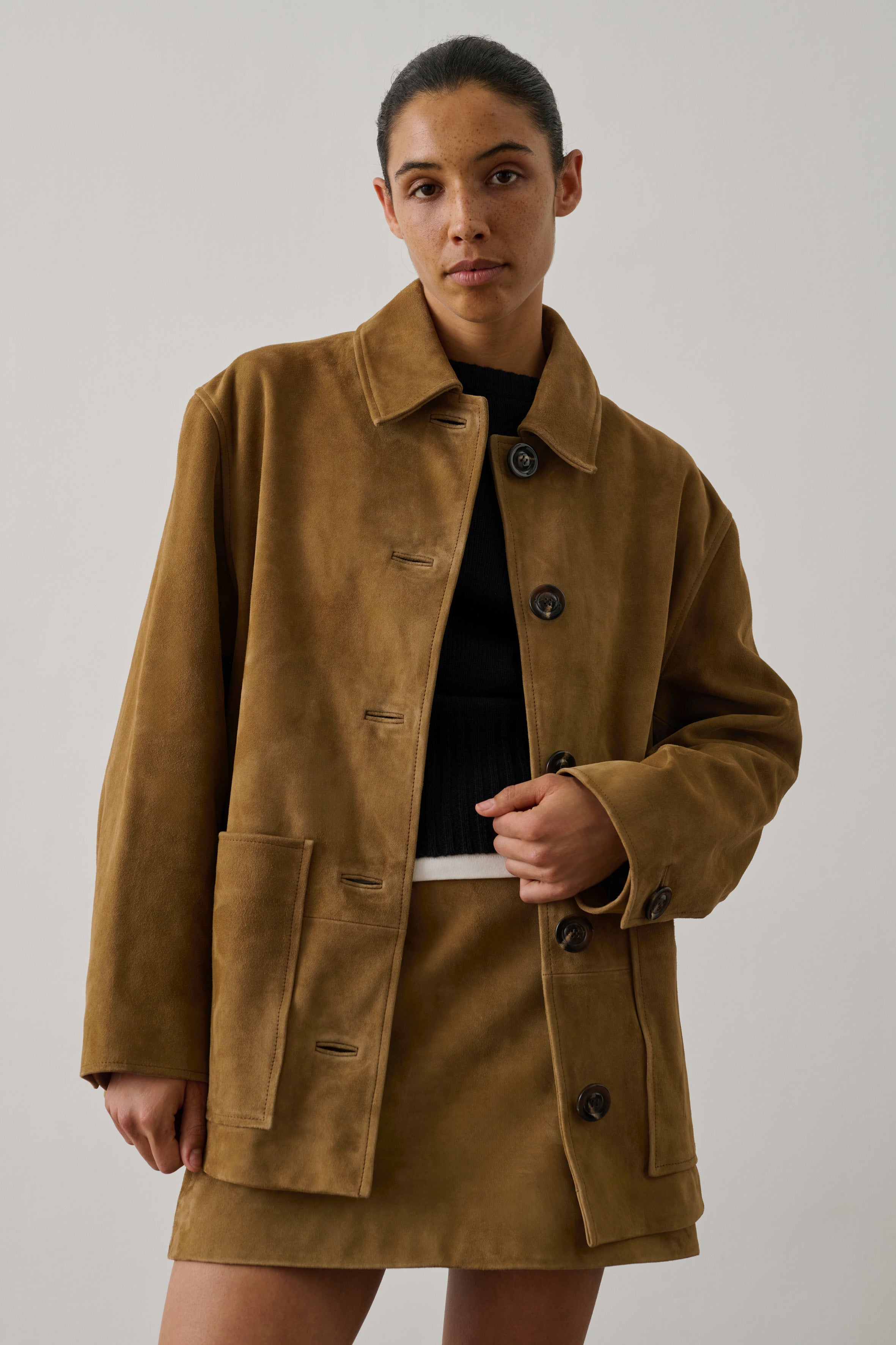 Vincenzo Jacket - Sand Leather Oversized Women's - Soeur
