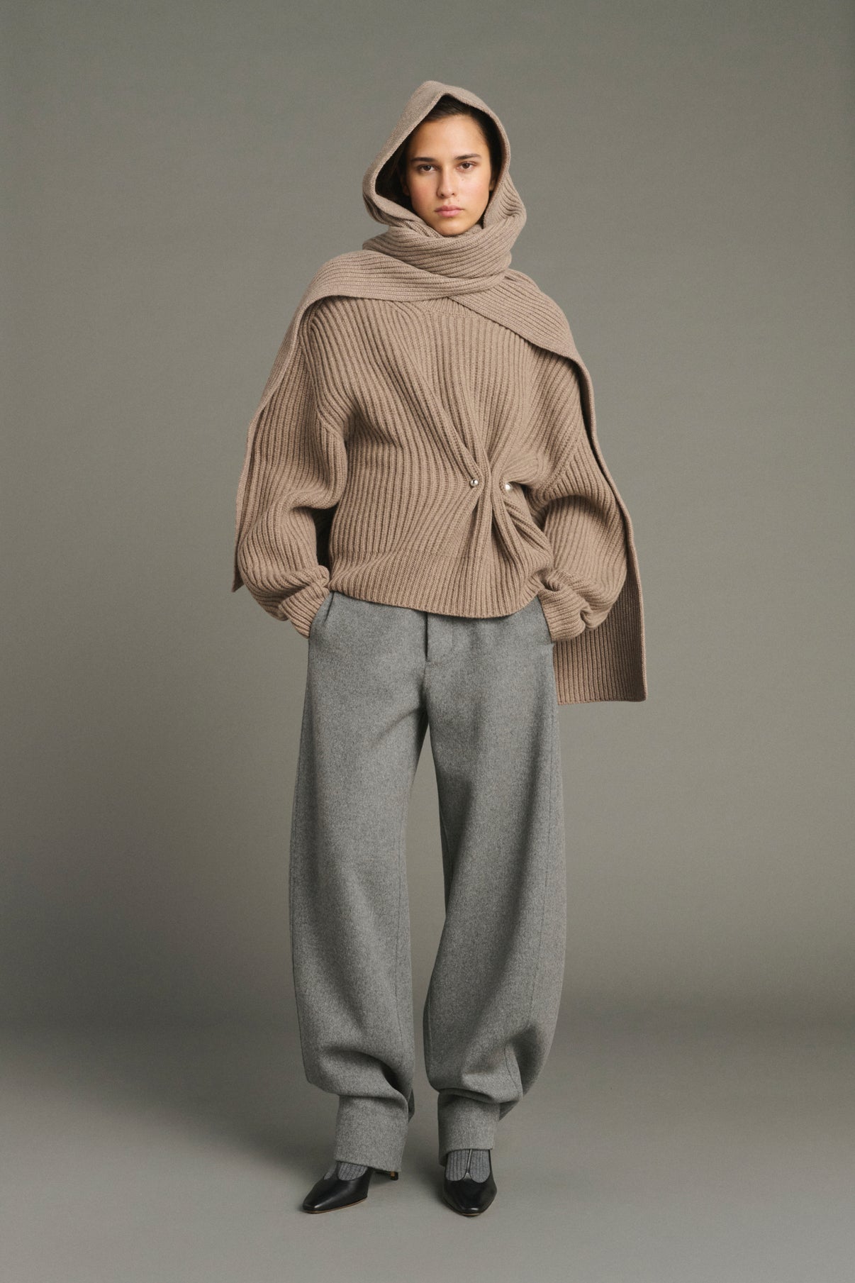 Jersey Flamand - Beige jaspeado - Lana merinos - Mujer vue 3