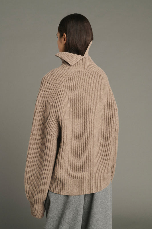 Cuello Gad - Beige jaspeado - Lana merinos - Mujer