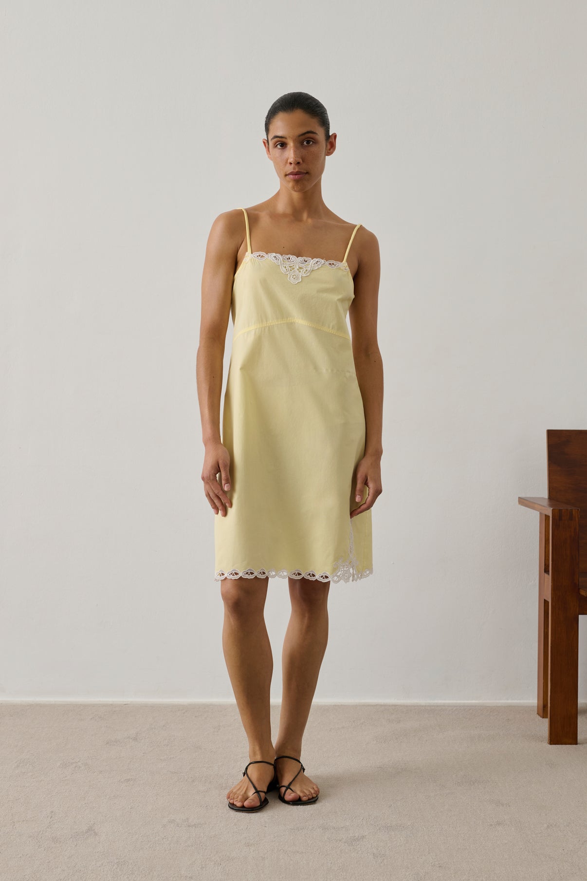 Dress Hillary - Pale Yellow Fitted Poplin Women