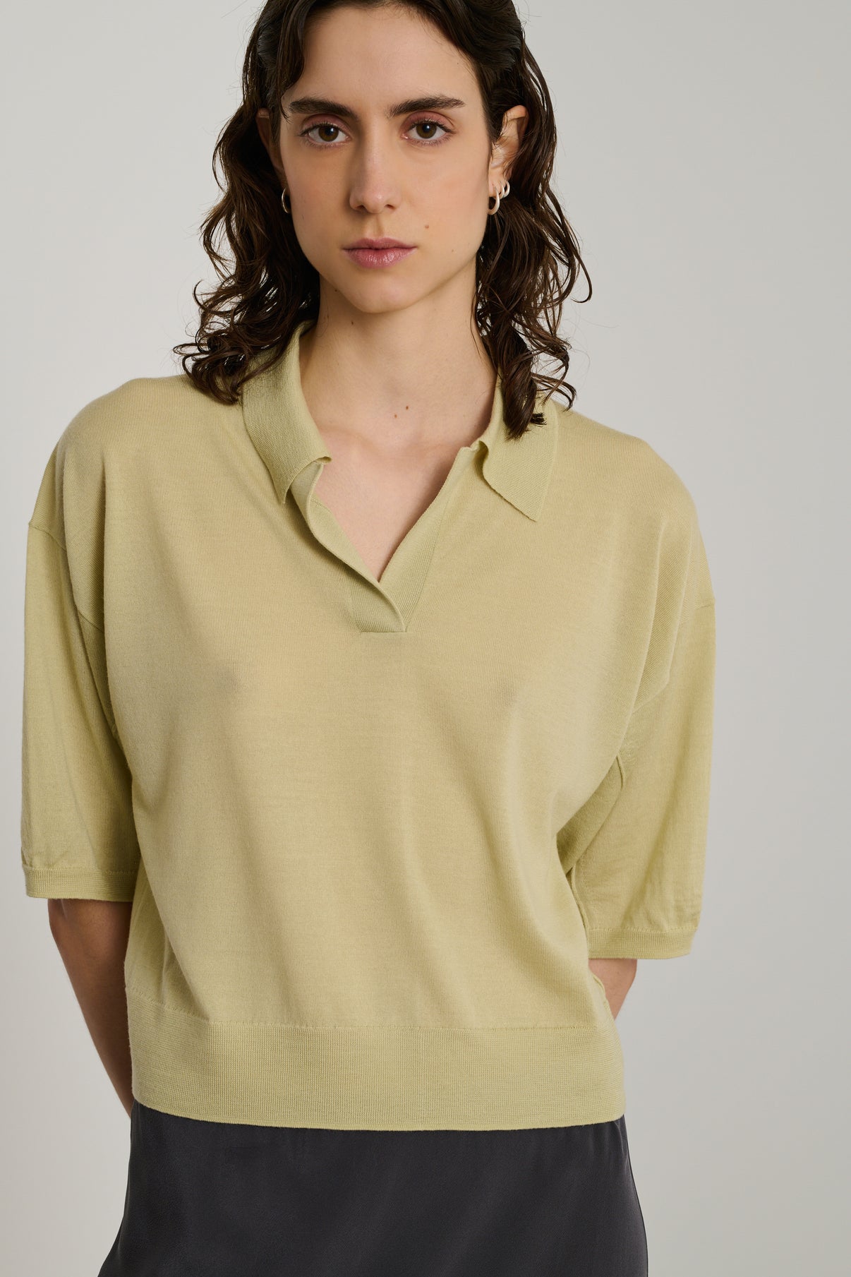 Polo Elton - Sauge - Laine - Femme vue 1
