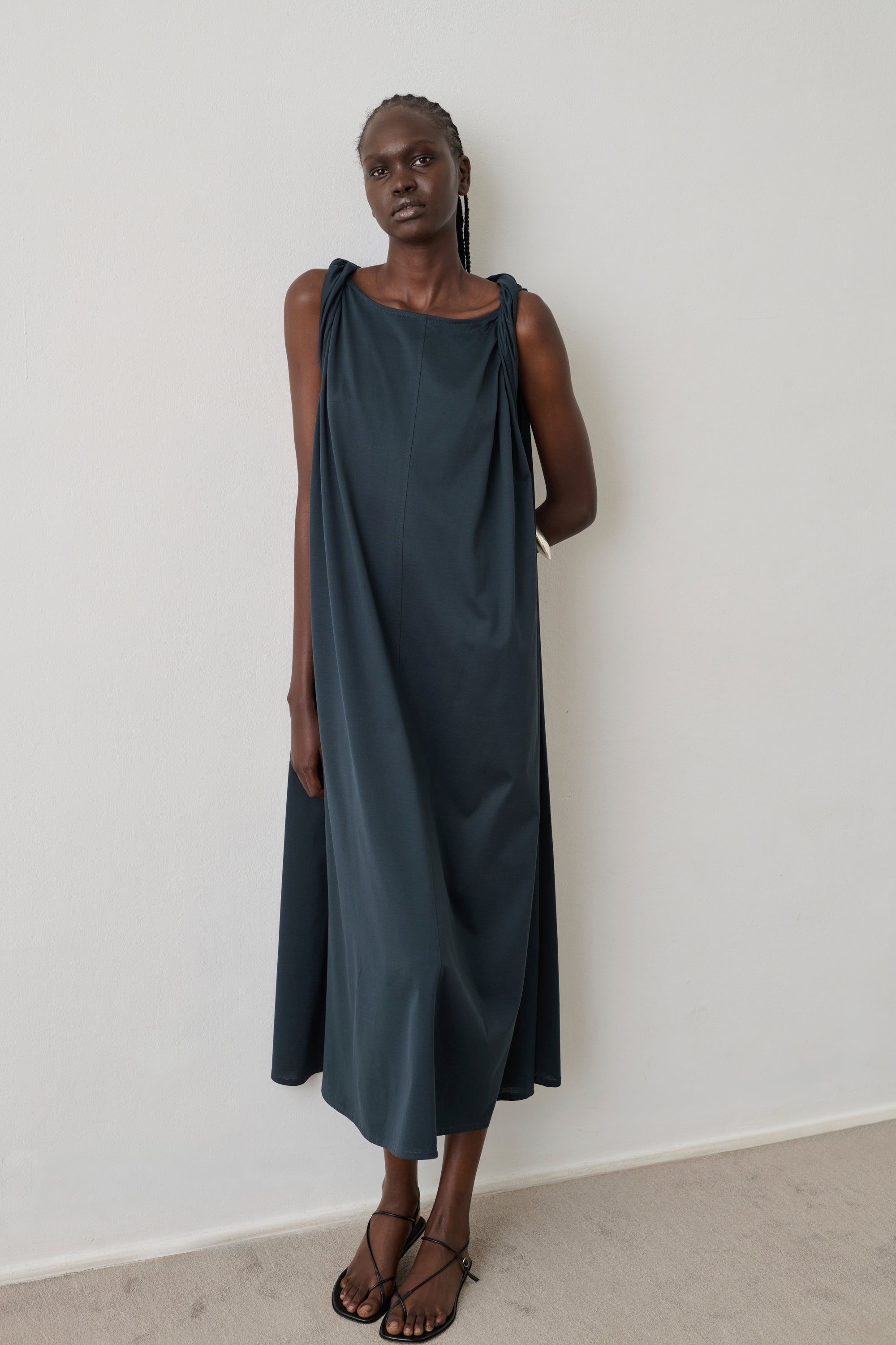 Dress Debby - Teal Organic Mercerised Cotton Long - Soeur
