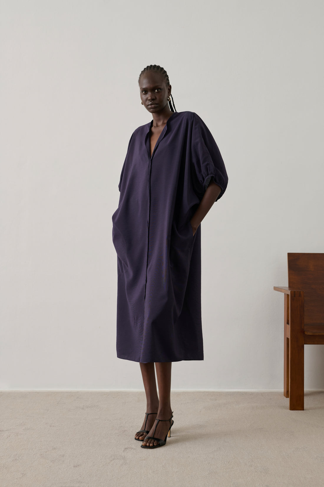 women's deep purple dress Purple Mock Neck Dress - Backless Maxi Dress - Mermaid Maxi Dress