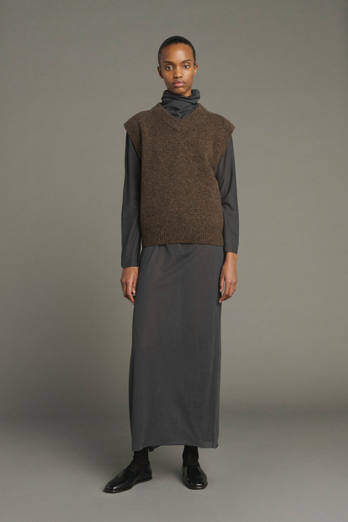 Pull Karl - Marron Chiné - Laine Mérinos - Femme vue 1