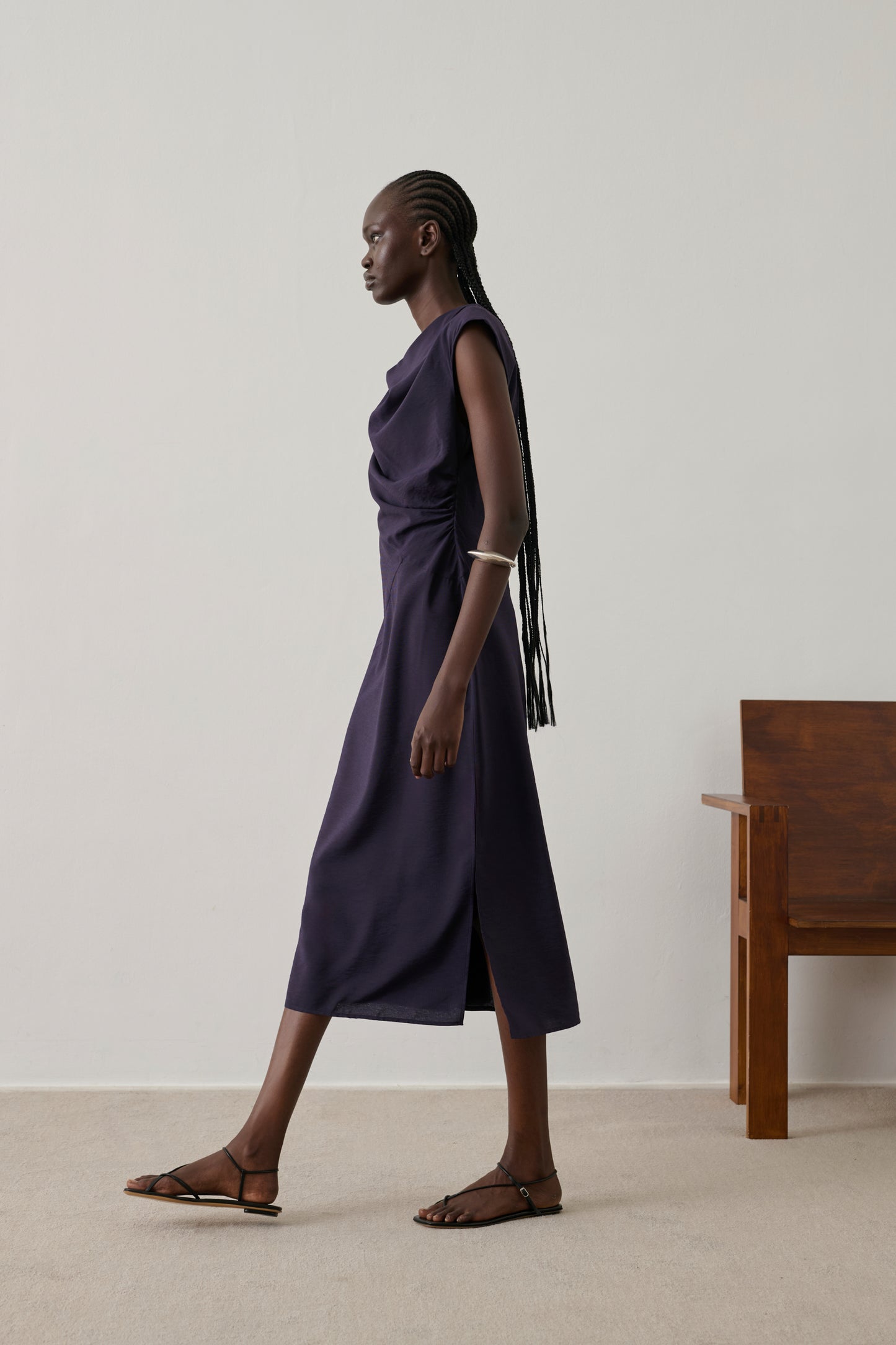 purple dress black boots Another Day Another Sleigh Strapless Faux Leather Side Slit Mini Dress Reesey B's Boutique