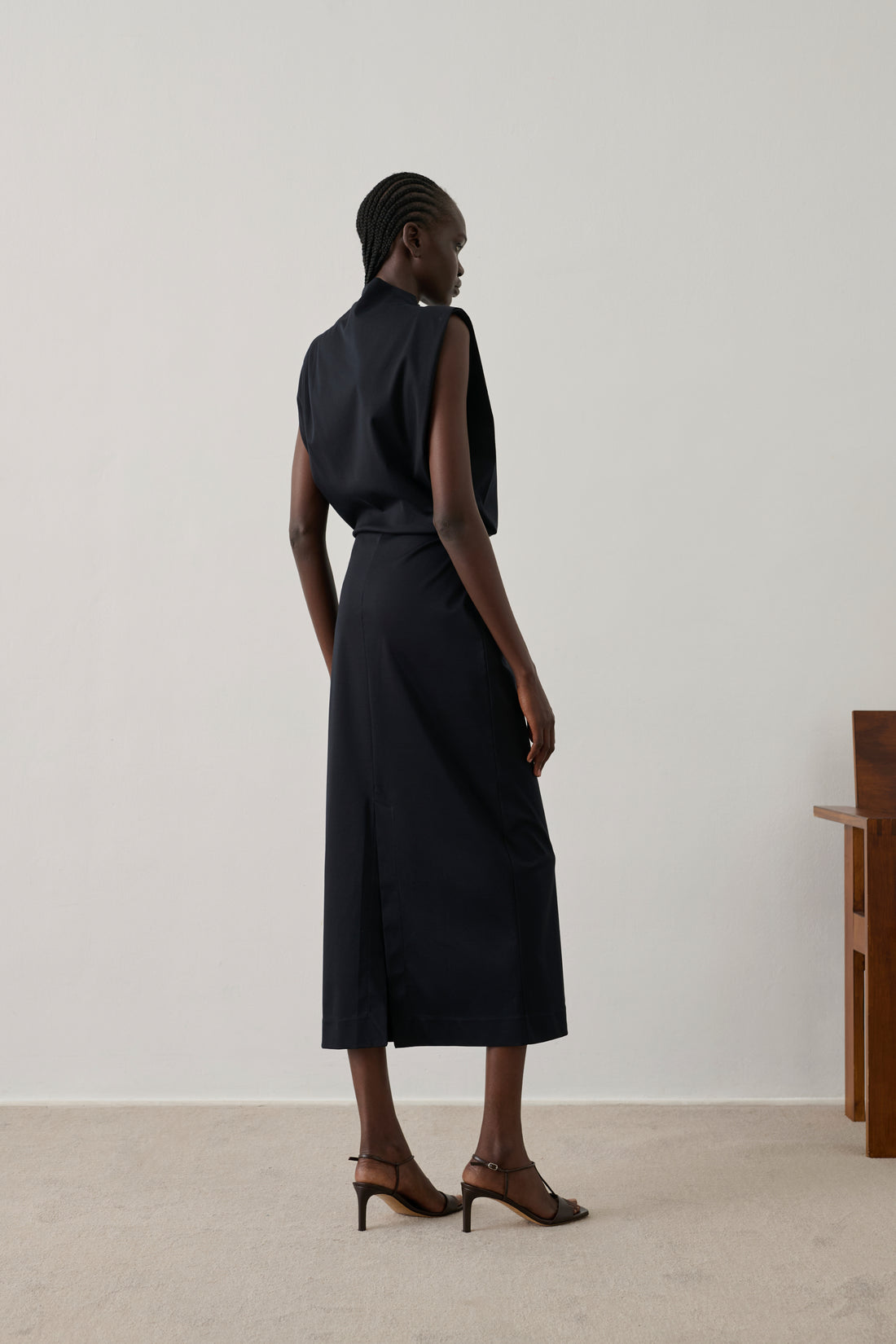 womens black cotton dress The Cotton Wide Rib Midi Dress