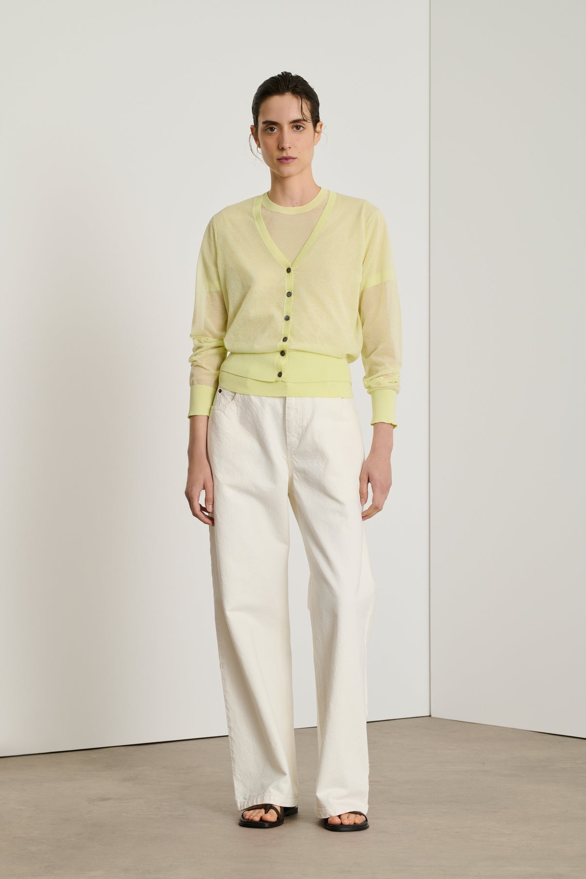 Cardigan Etretat - Jaune Acide - Femme vue 1