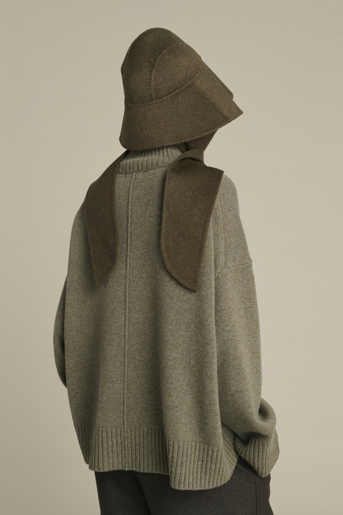 Chapeau Faron - Kaki Chiné - Laine - Femme vue 4