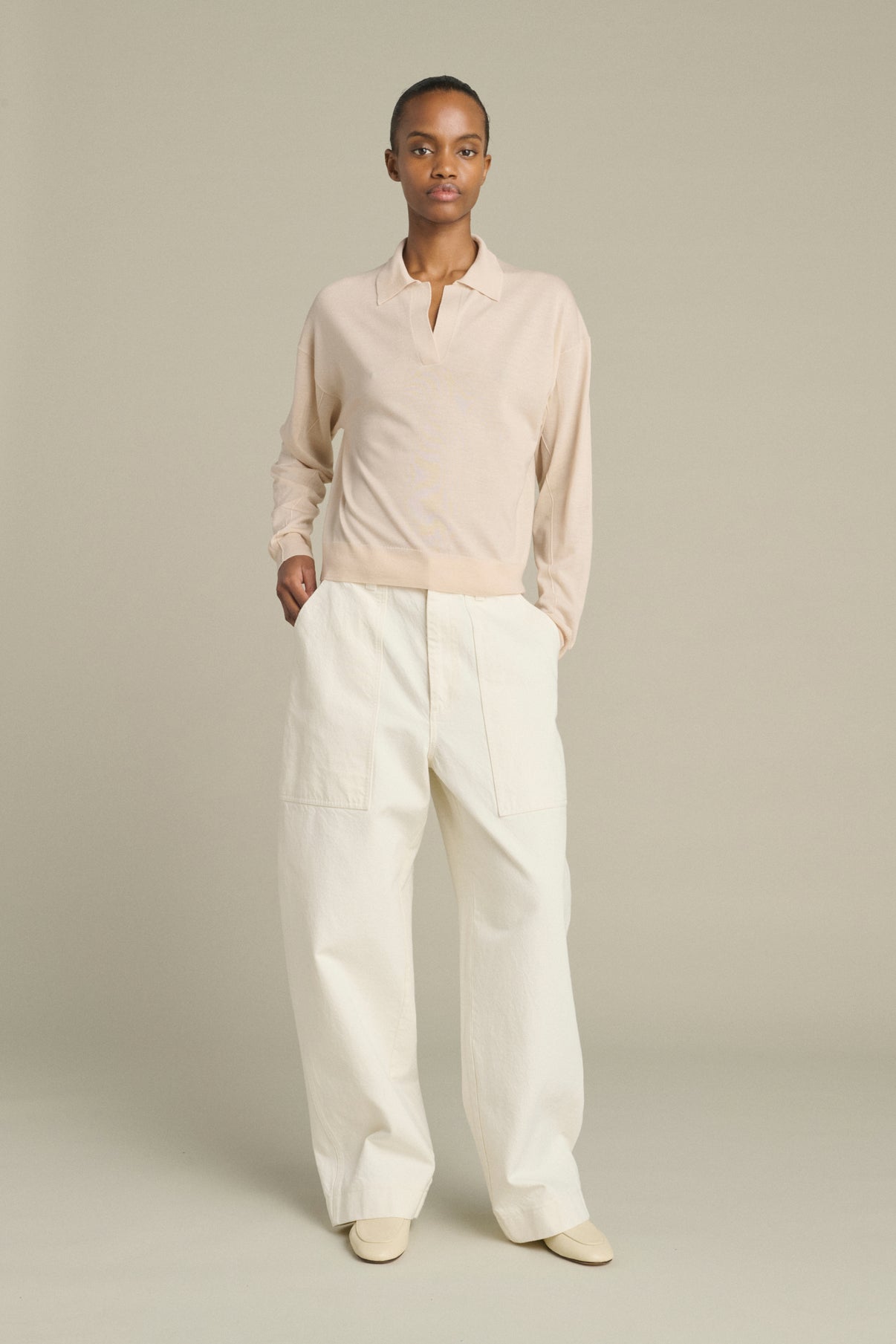 Jersey Fleming - Rosa empolvado - Lana merino - Mujer vue 1