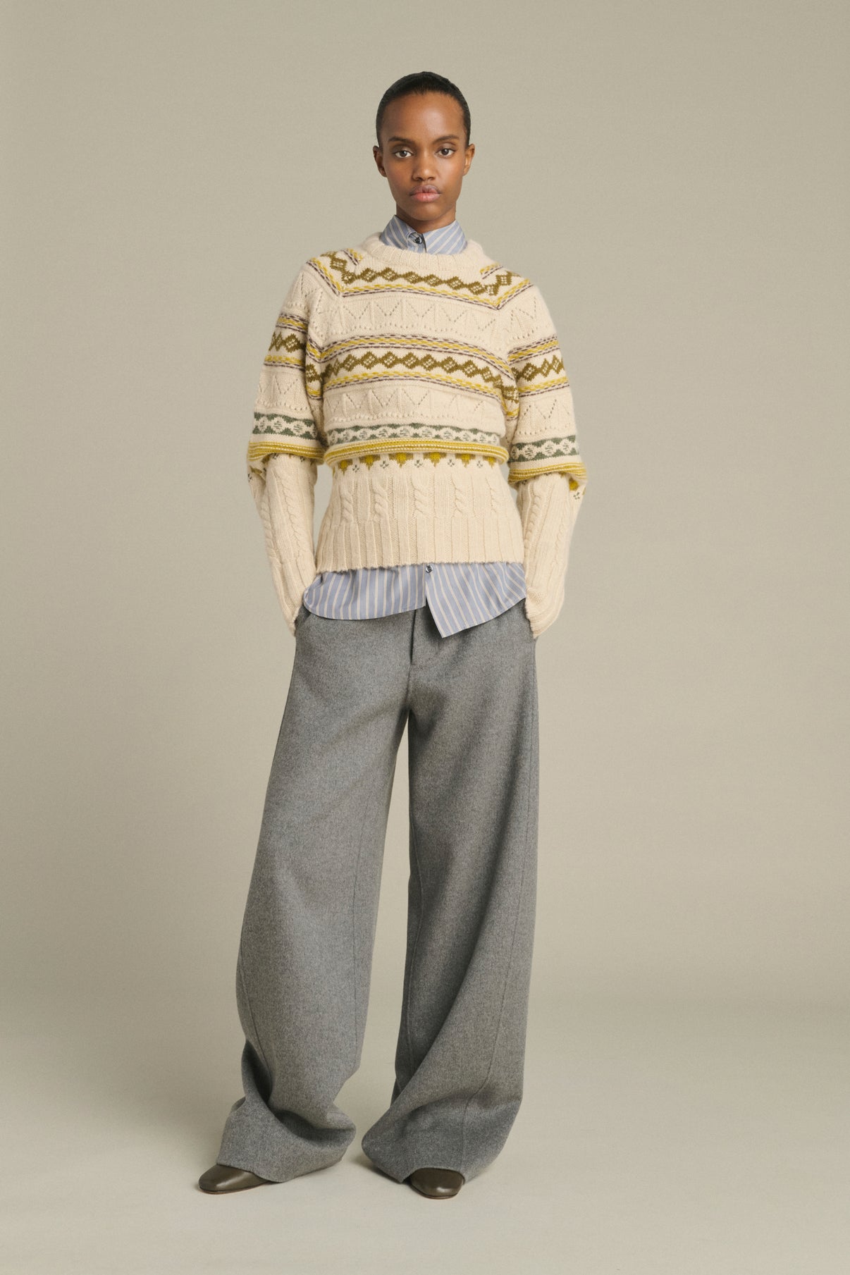 Jersey Luis - Multicolor Beige - Lana Merino - Mujer vue 1