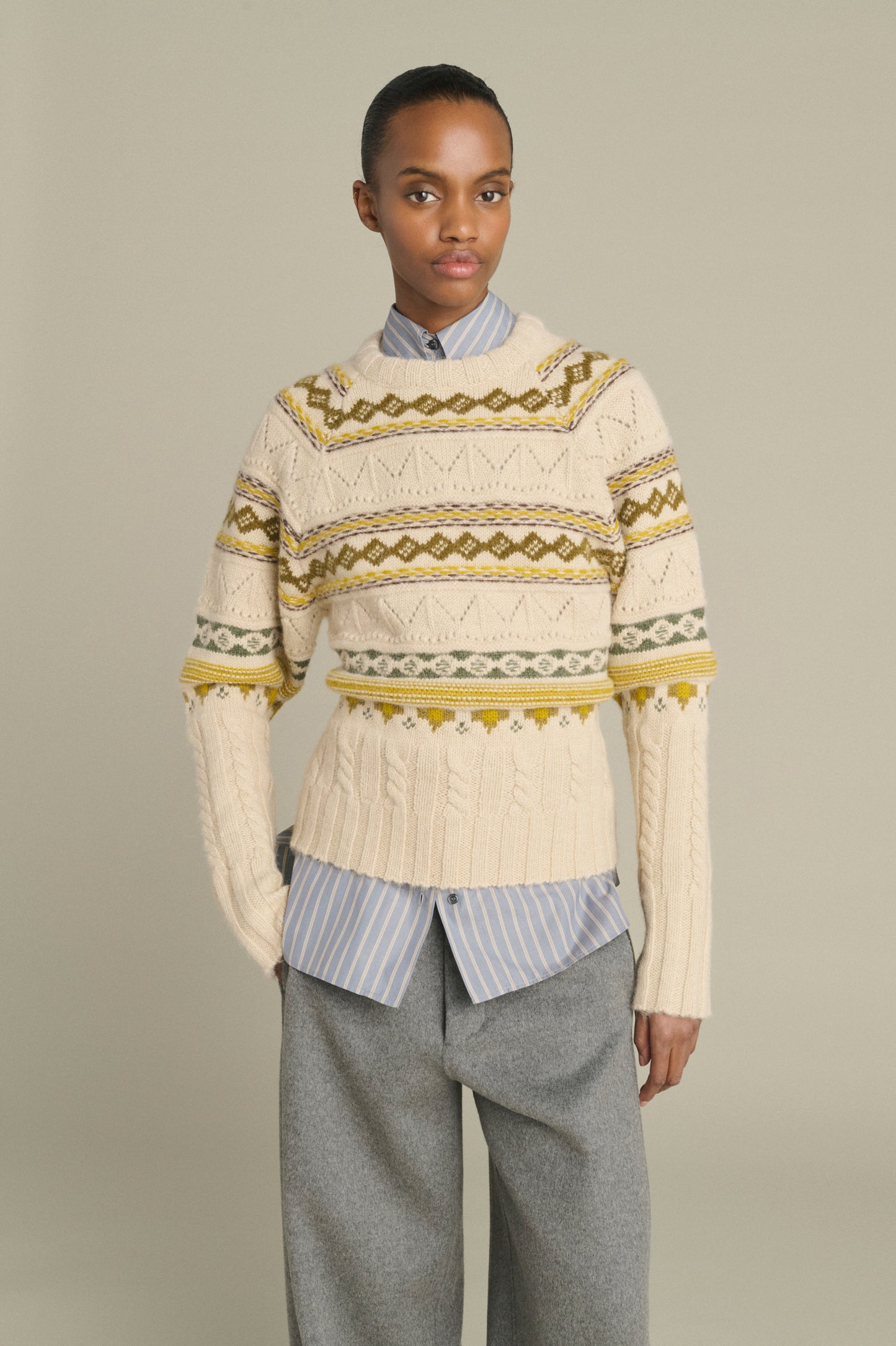 Jersey Luis - Multicolor Beige - Lana Merino - Mujer