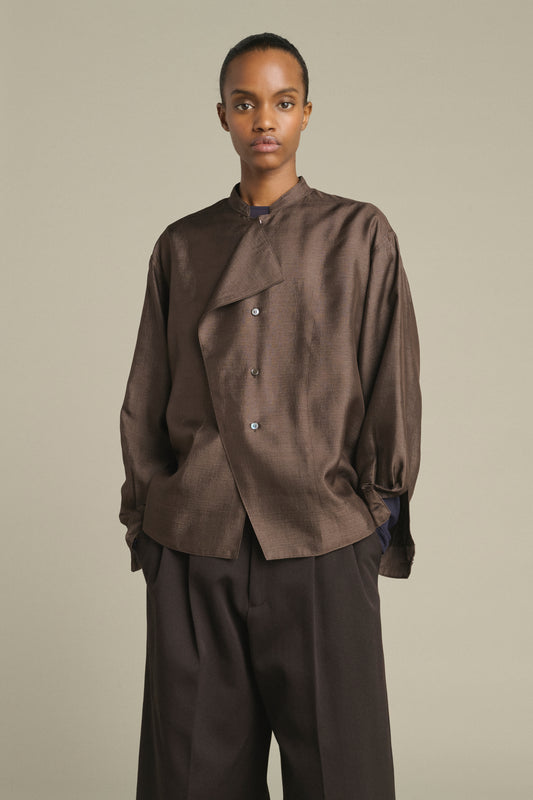 Blusa Hampton - Marrón Oscuro - Seda - Mujer