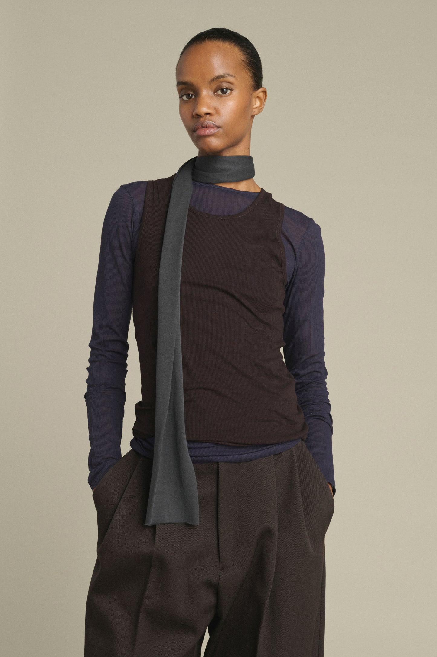 Kola Scarf - Anthracite Grey Cotton Jersey - Soeur
