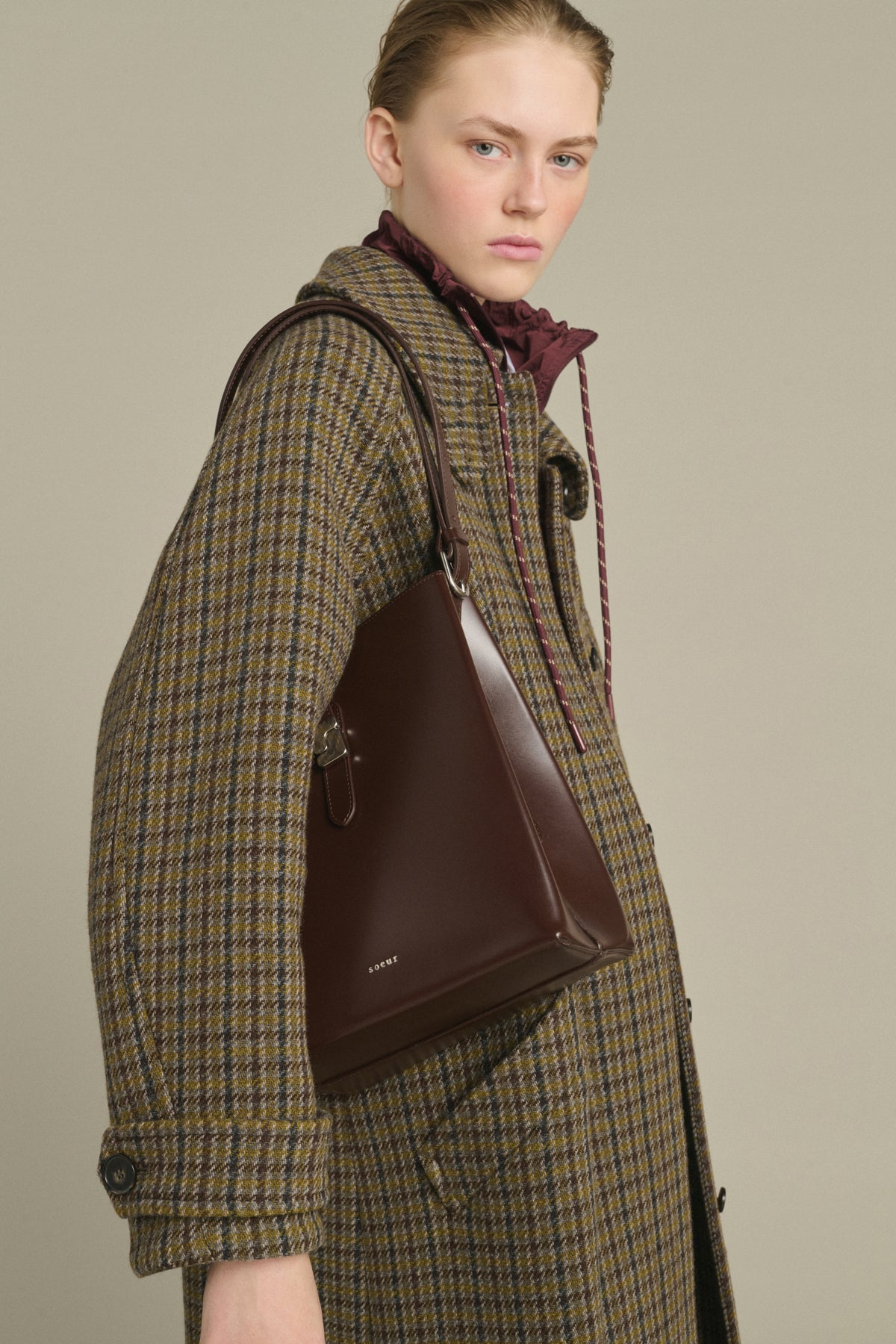 Bolso Bello - Marrón cálido Piel Box tipo cubo - Soeur