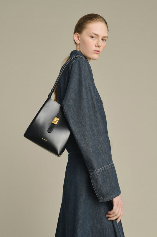 Sac Bello Mini - Noir Cuir Box Seau - Soeur