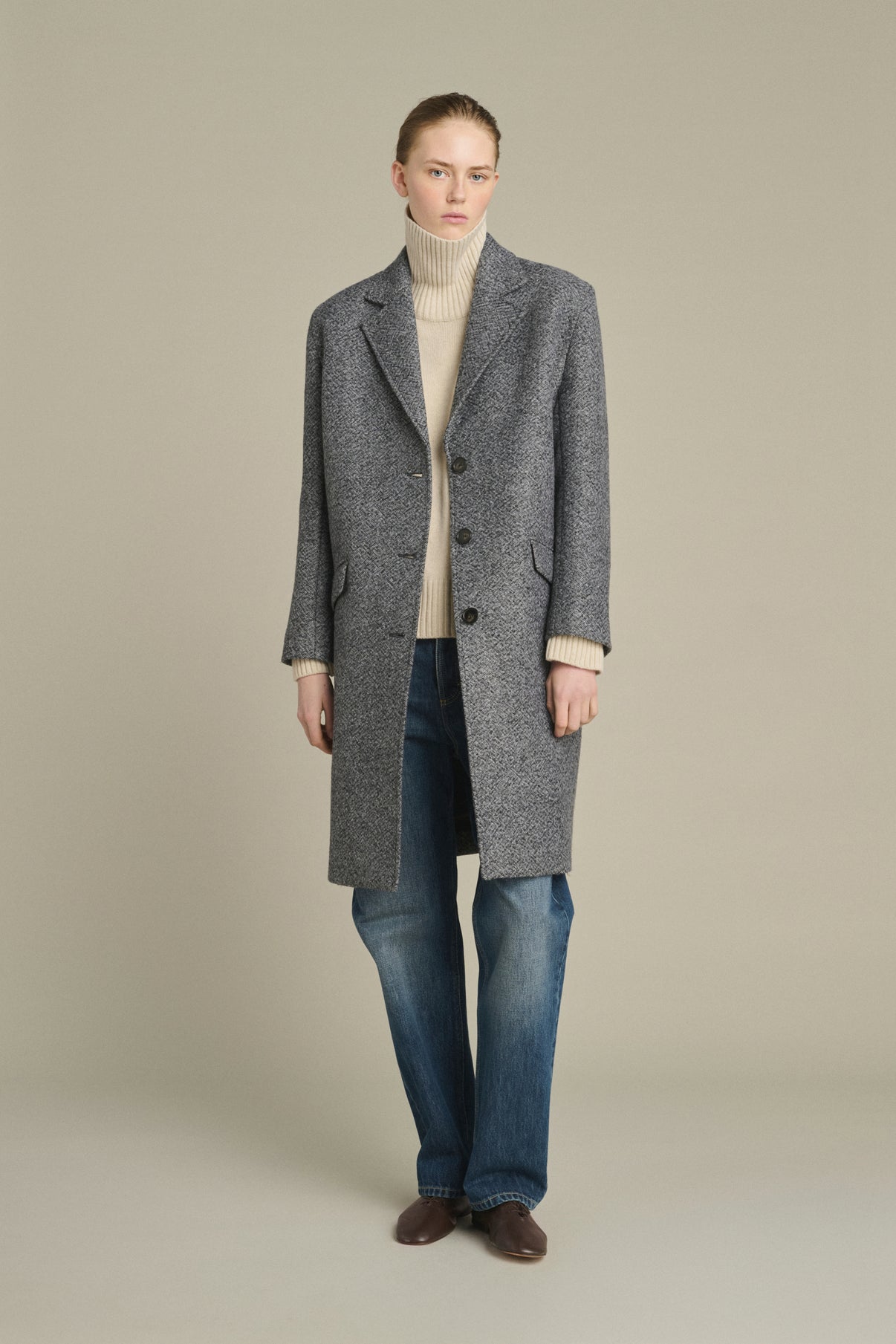 Manteau Leon - Gris/Noir - Laine - Femme vue 3