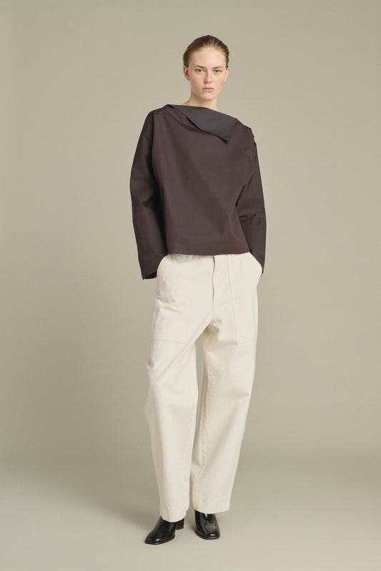 Blusa Kate - Higo/Marrón Oscuro - Algodón - Mujer