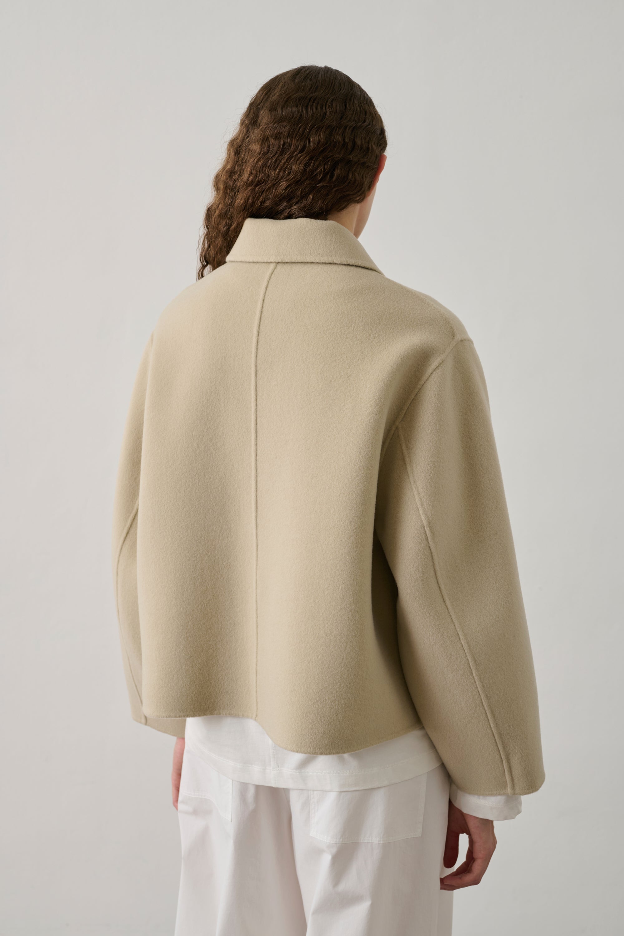 Gyoda Coat - Chalk Double-Face Wool Short Women's - Soeur