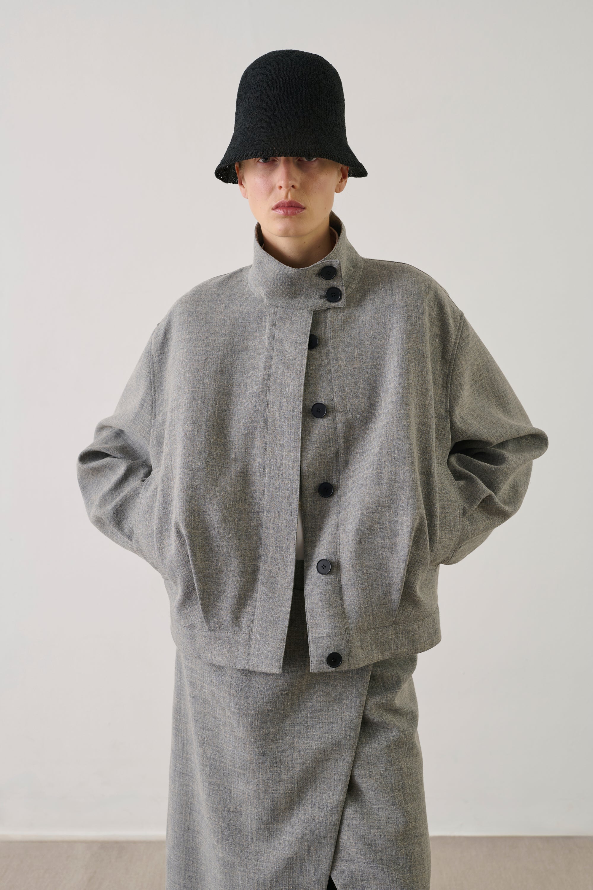 Jacket Imelda - Grey Chiné Linen Women - Soeur