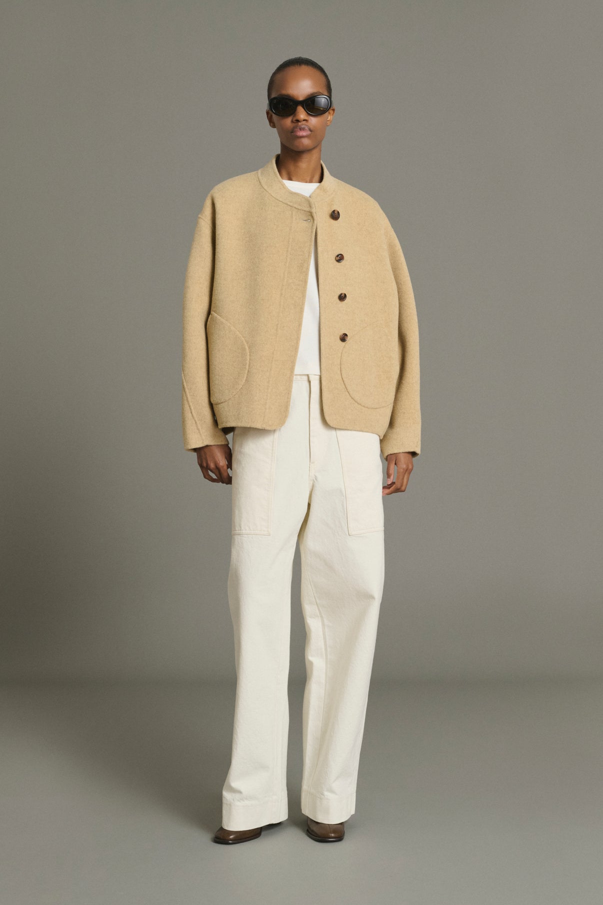 Abrigo Windsor - Beige Jaspeado Lana Corto Mujer - Soeur vue 6