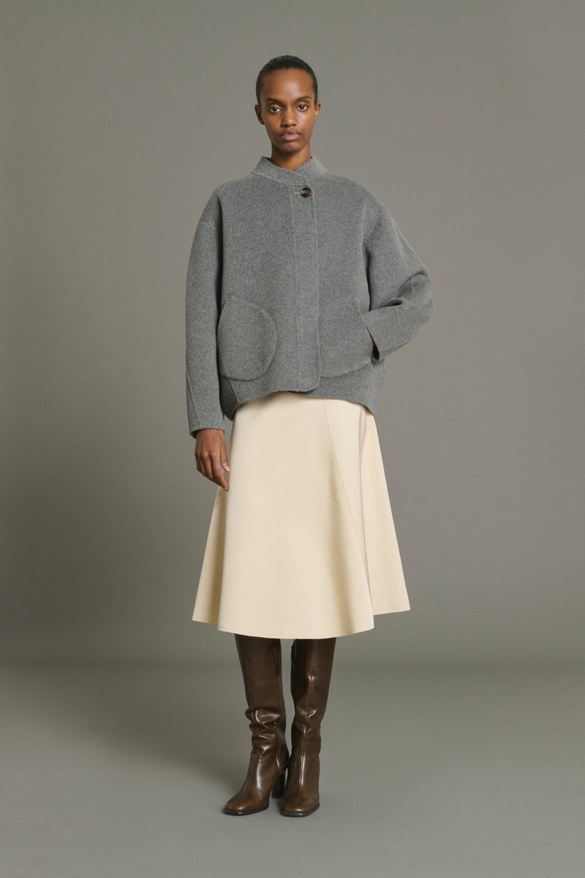 Abrigo Windsor - Gris claro - Lana - Mujer vue 4
