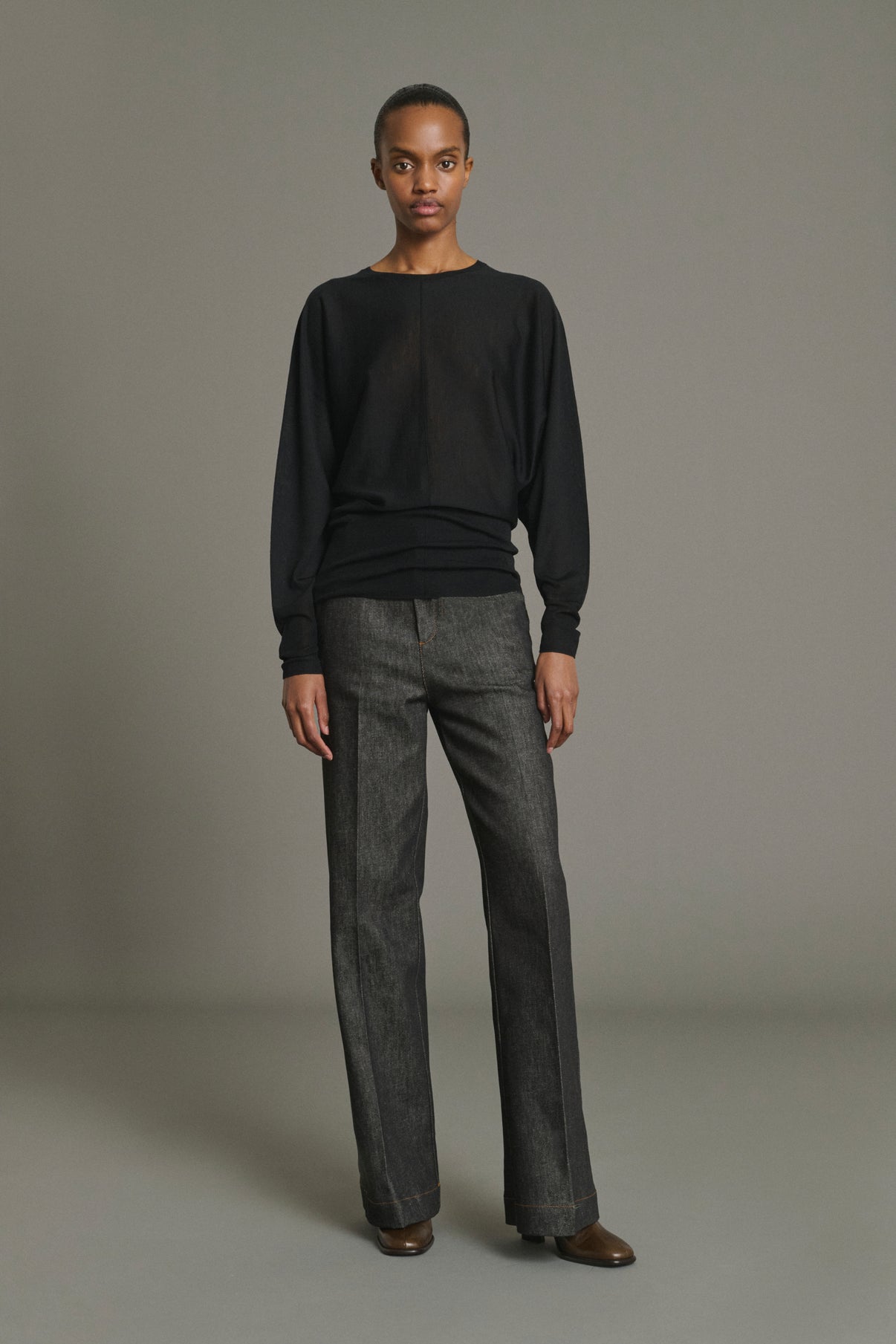 Vaqueros California - Denim Crudo Negro Évasé Mujer - Soeur vue 5
