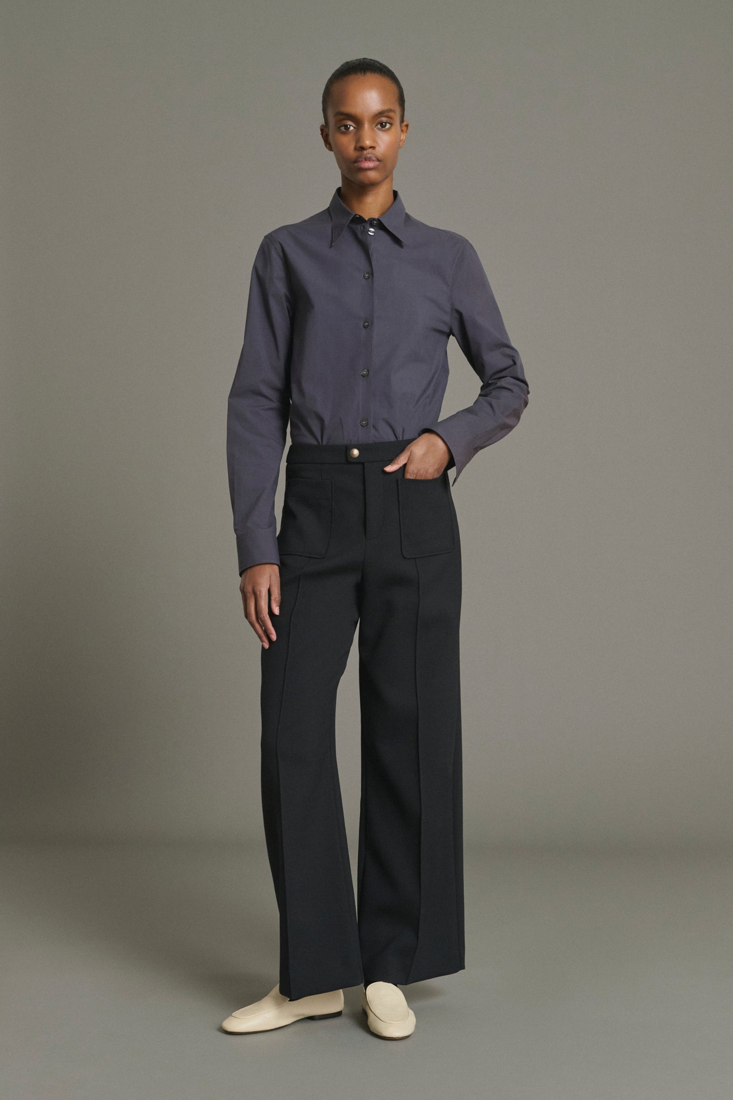 Pantalon Harry - Noir Laine Évasé 7/8e Femme - Soeur