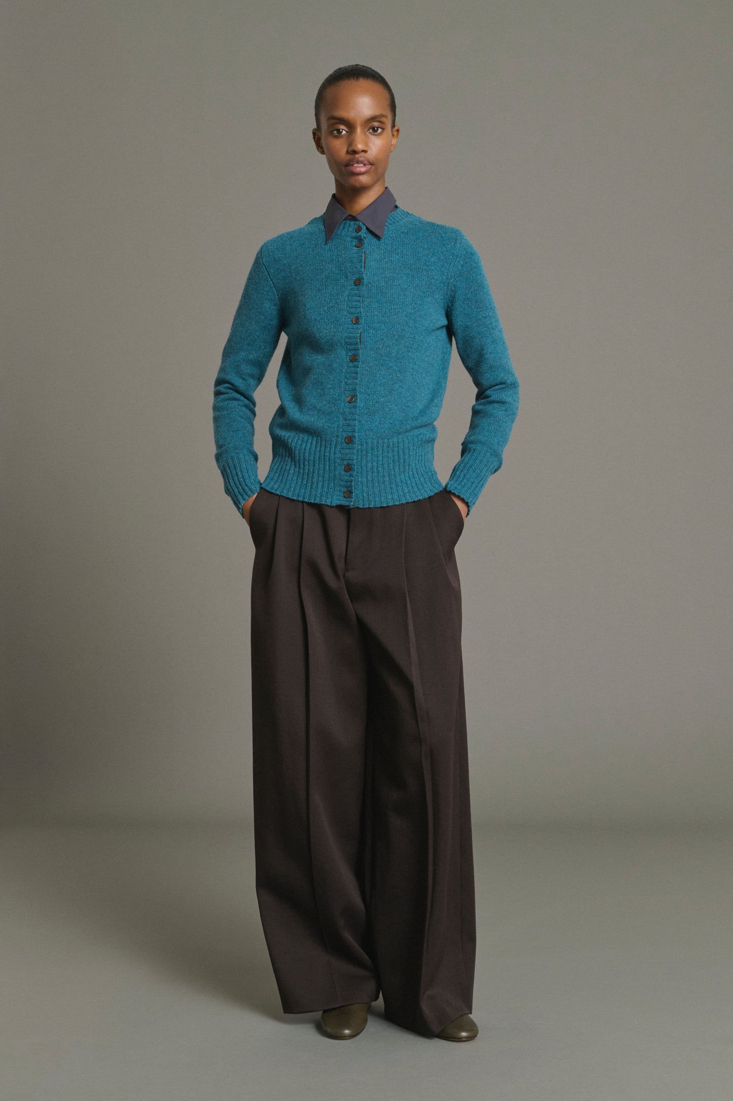 Cardigan Fugu - Bleu Persan - Laine Mérinos - Femme