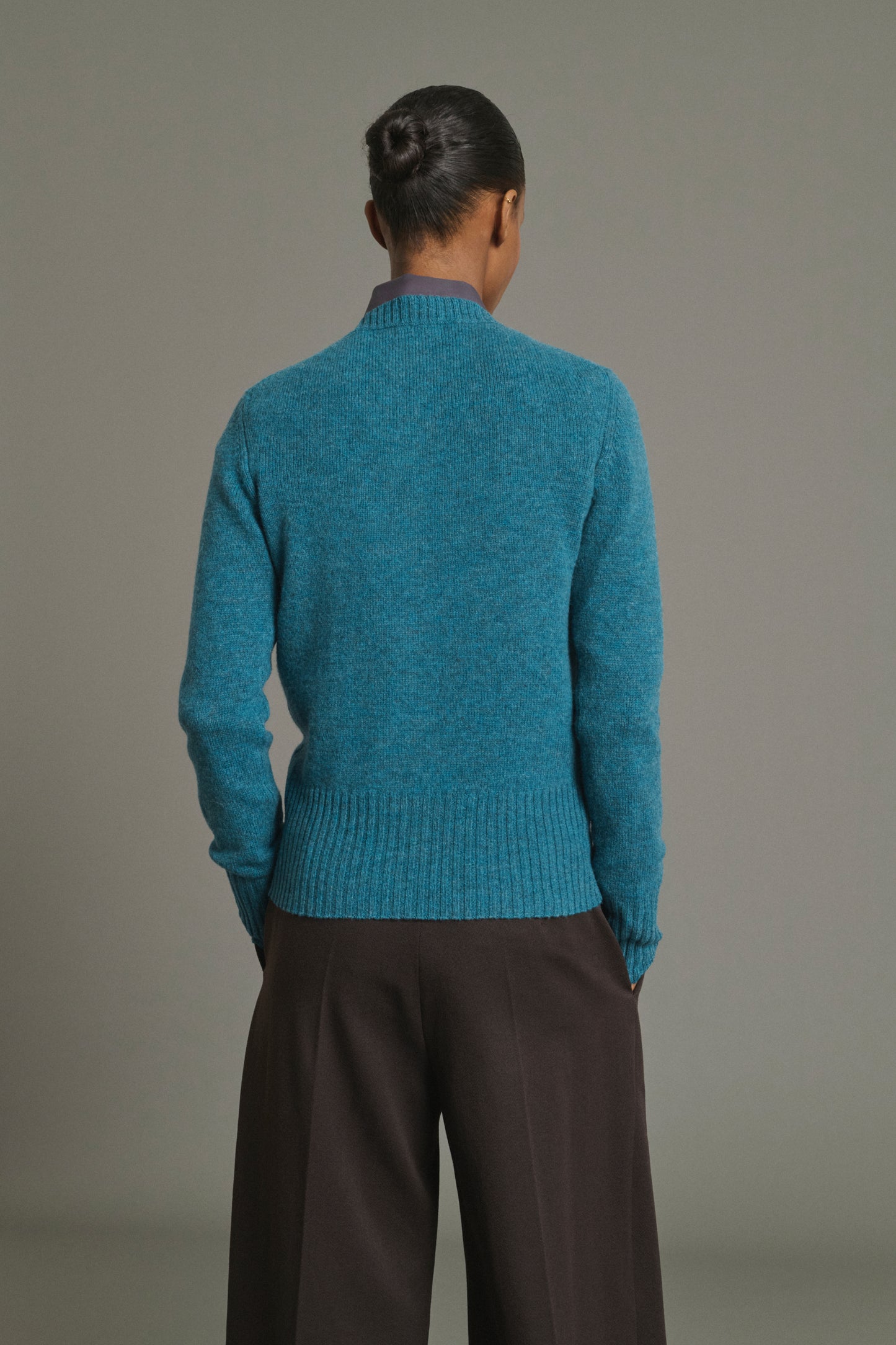 Cardigan Fugu - Bleu Persan - Laine Mérinos - Femme
