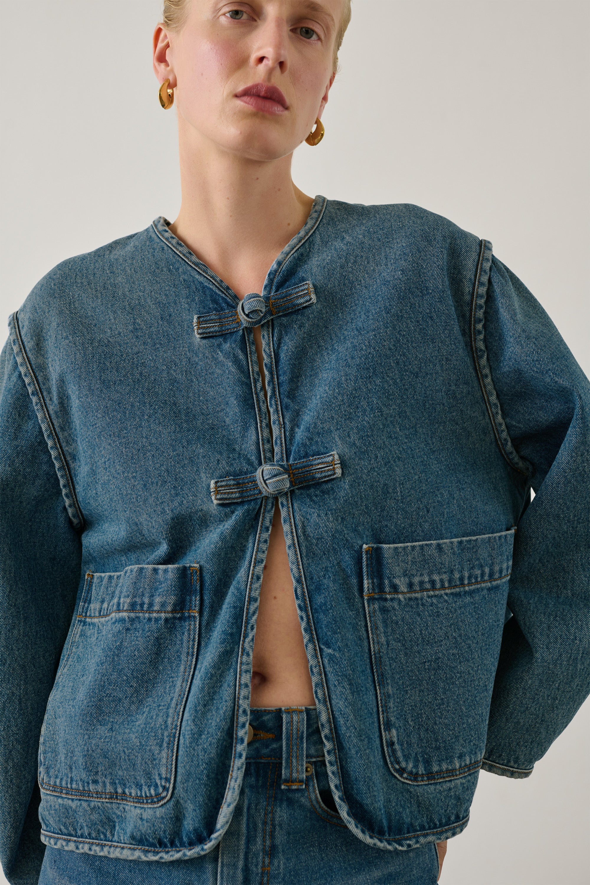 Agatha Jacket - Blue Denim Cotton Women's - Soeur