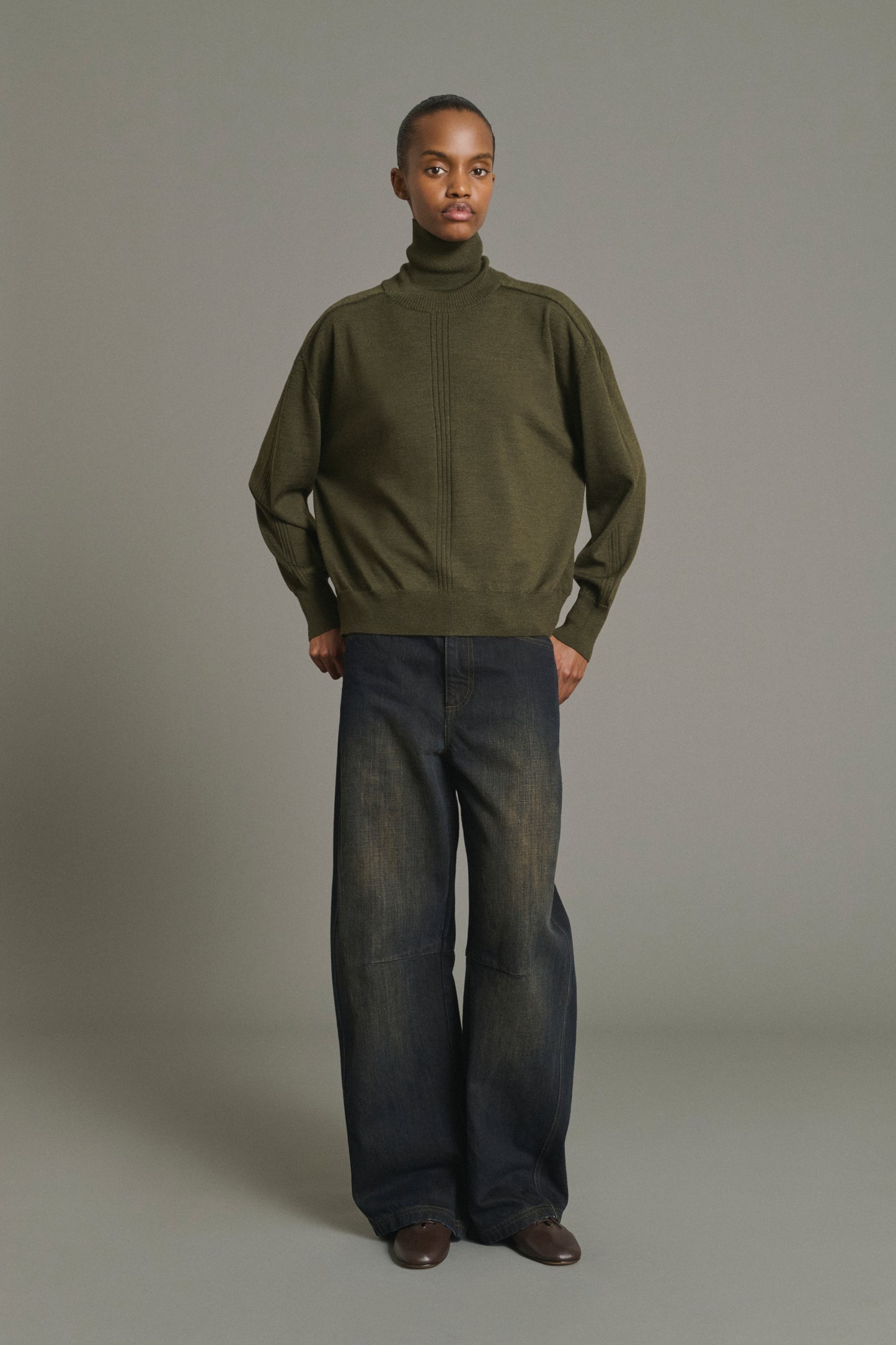 Pull Nord - Kaki Foncé - Laine Mérinos - Femme