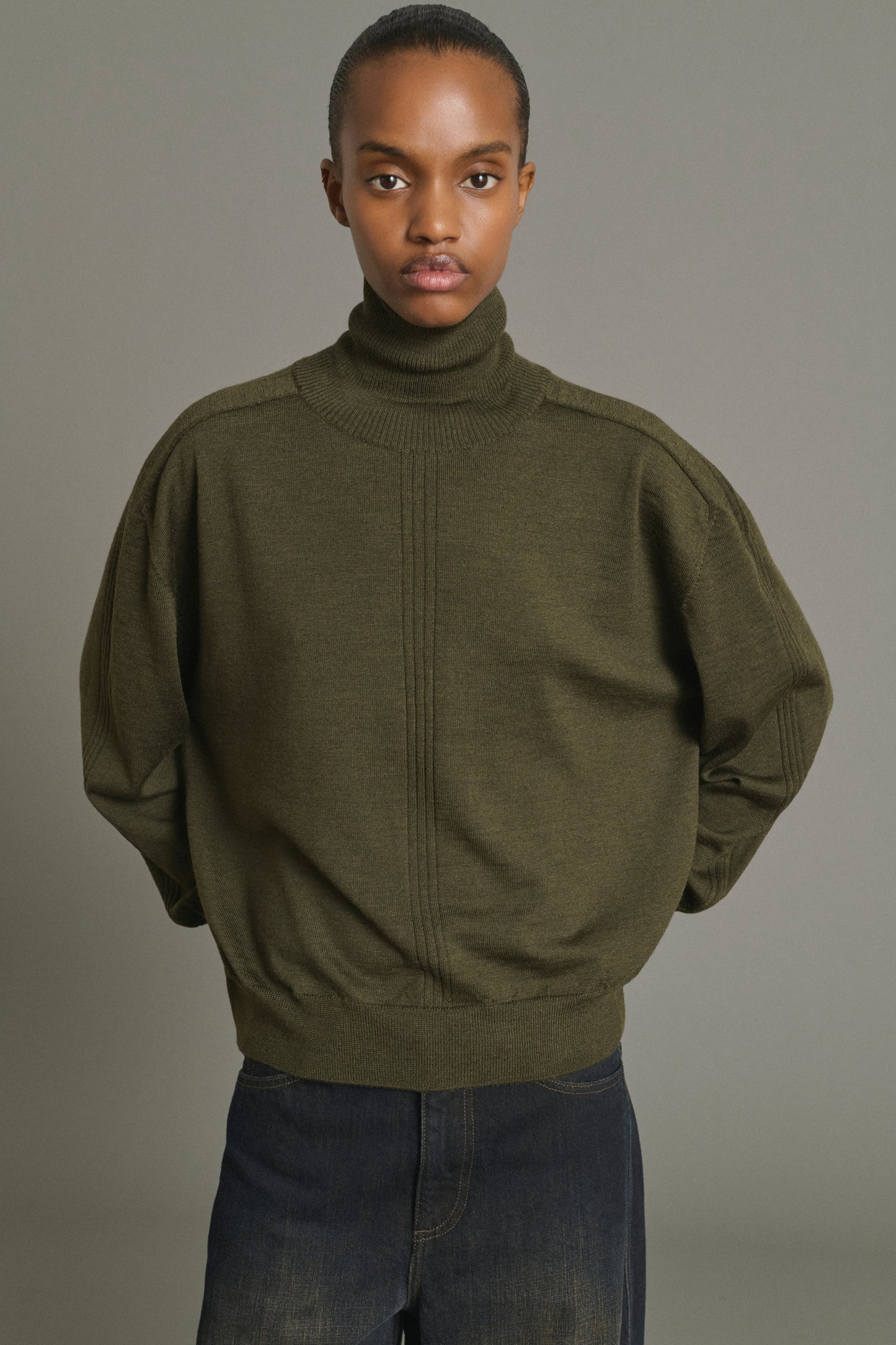 Pull Nord - Kaki Foncé - Laine Mérinos - Femme