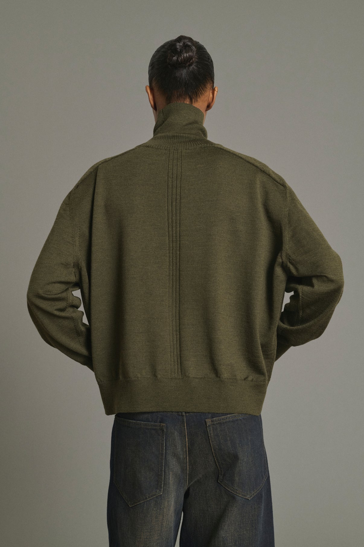 Pull Nord - Kaki Foncé - Laine Mérinos - Femme vue 4